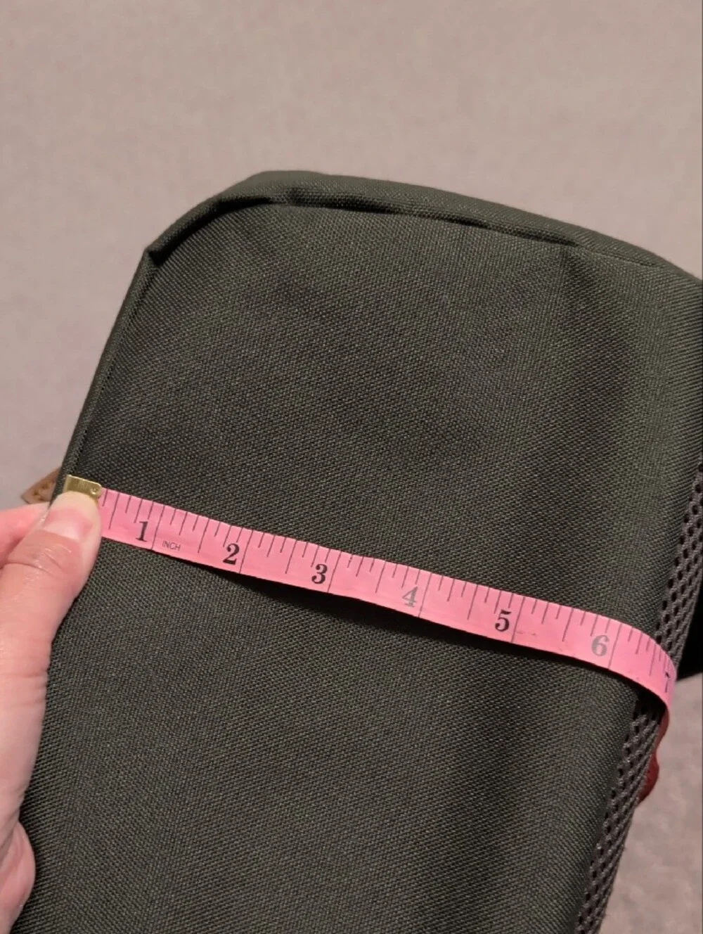 Herschel Supply Company Dark Green and White Striped Backpack with Brown Accents